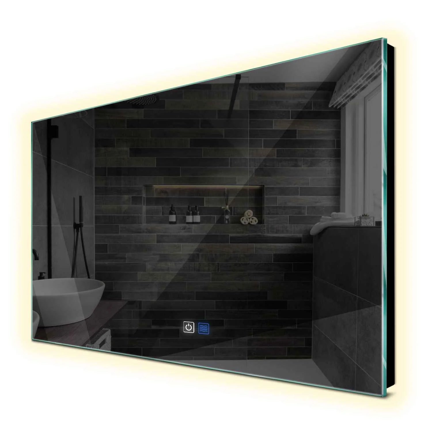 Oglinda LED orizontala cu lumina LED neutra Gama Ambient Model 1 cu butoane touch si dezaburire - Reyze (BF)